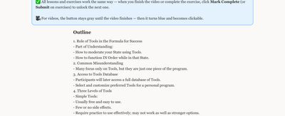 Lesson content with outline and exercises
